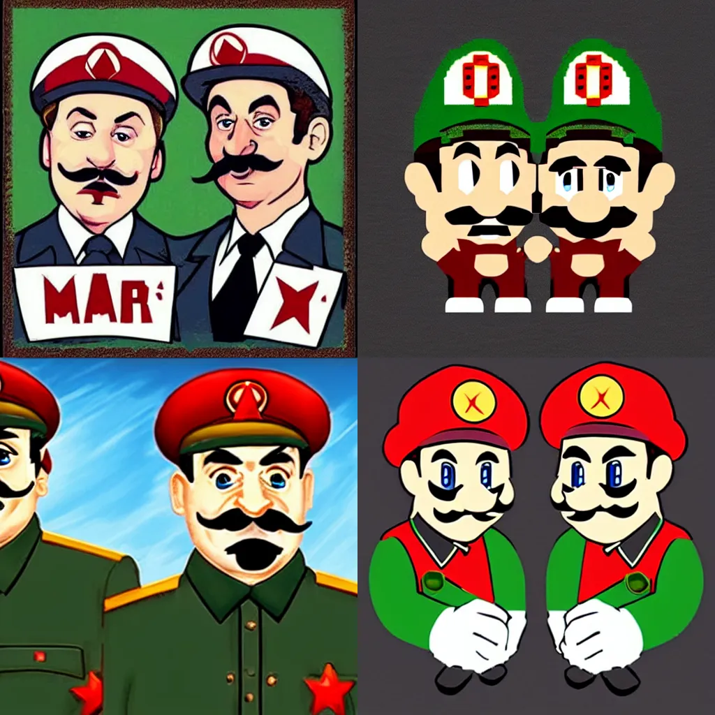 Prompt: Stalin Mario bros