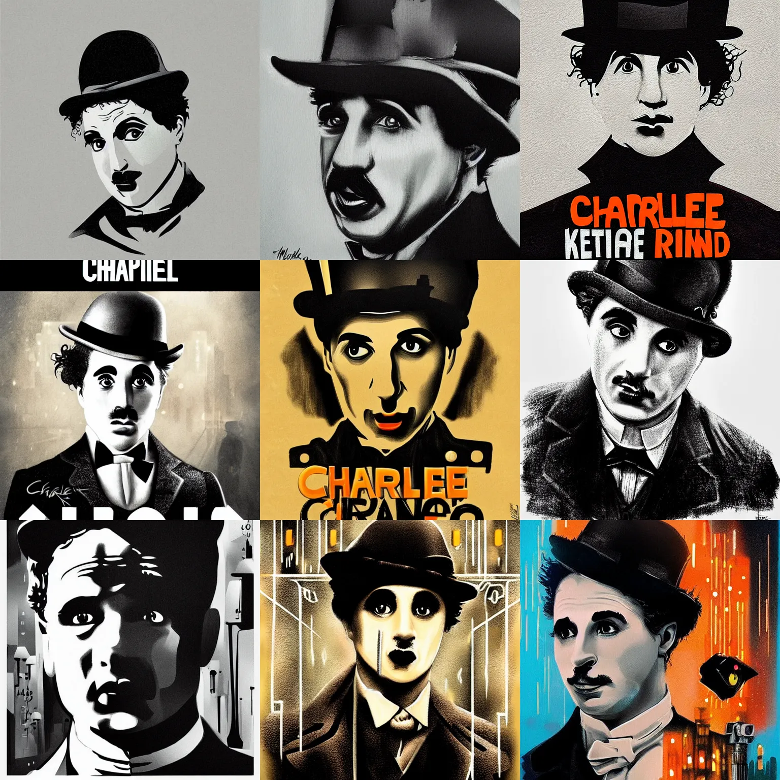 Prompt: artwork of charlie chaplin, masterpiece, detailed, blade runner 2049 style