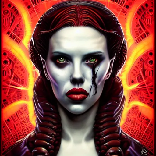 Image similar to lofi scorn giger alien venom joker lovecraftian lovecraft portrait of scarlett johansson, Pixar style, by Tristan Eaton Stanley Artgerm and Tom Bagshaw.