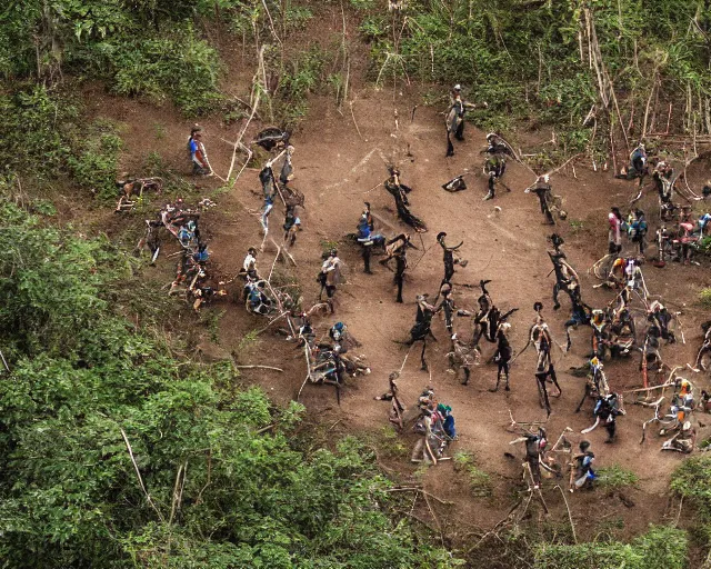Image similar to award winning national geographic photograph of an uncontacted tribe of cyborgs