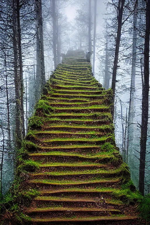 Prompt: stairway to heaven, photographic art by martin rak