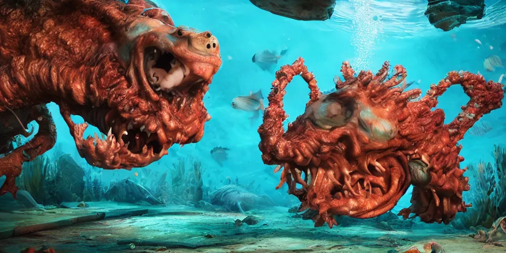 Prompt: underwater enviroment with spondilus creatures, unreal 5, hyperrealistic, realistic, photorealistic, dynamic lighting, highly detailed, cinematic landscape, studio landscape, studio lighting