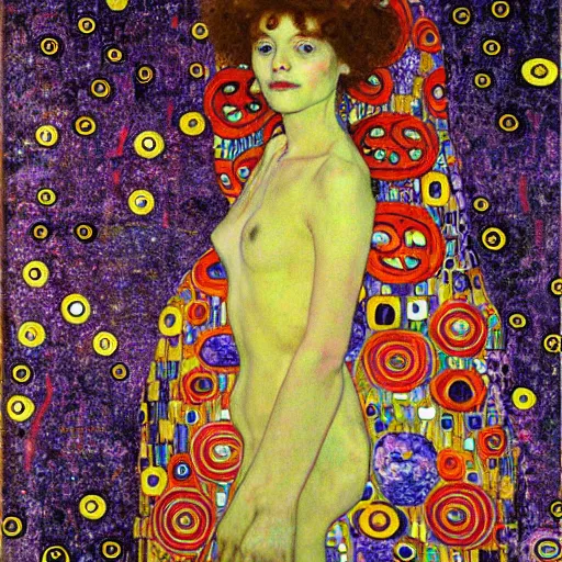 Prompt: pretty alien princess, gustav klimt