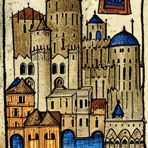 Image similar to a medieval city, medieval illustration