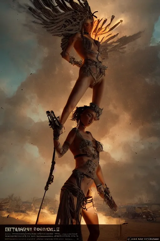 Prompt: a photo of a post apocalyptic goddess at burning man festival playa, powerful, cinematic, beautifully lit, by artgerm, by craig mullins, by galan pang, 3 d, trending on artstation, octane render, 8 k