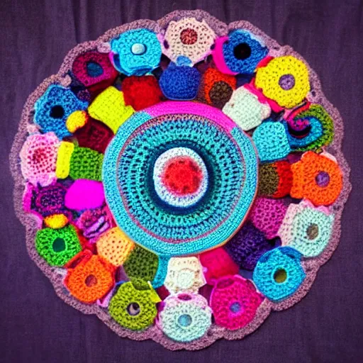 Prompt: crocheted world