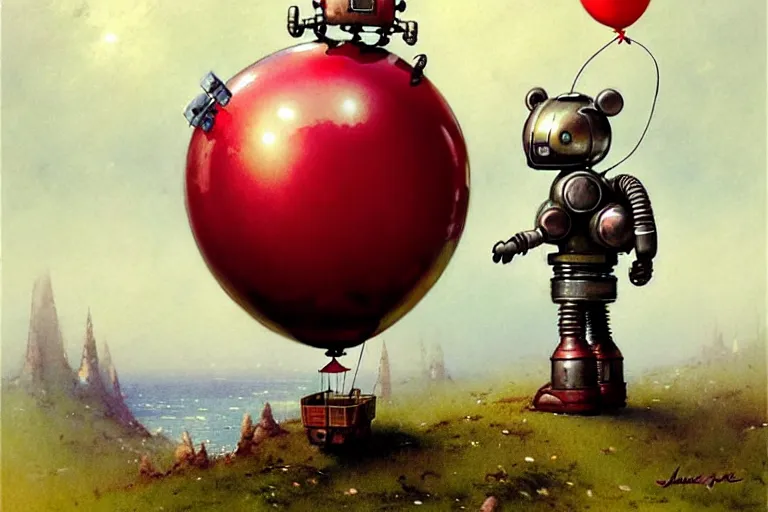 Image similar to adventurer ( ( ( ( ( 1 9 5 0 s retro future robot android mouse rv balloon robot. muted colors. ) ) ) ) ) by jean baptiste monge 9 9 9 9 9 9 9 9 9 9 9 9 9 9 9 chrome red