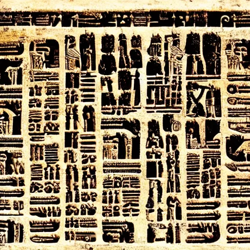 Prompt: the Declaration of Independence written in hieroglyphs on papyrus