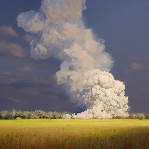 Prompt: a beautiful painting of exploding cotton plant, greg rutkowski style