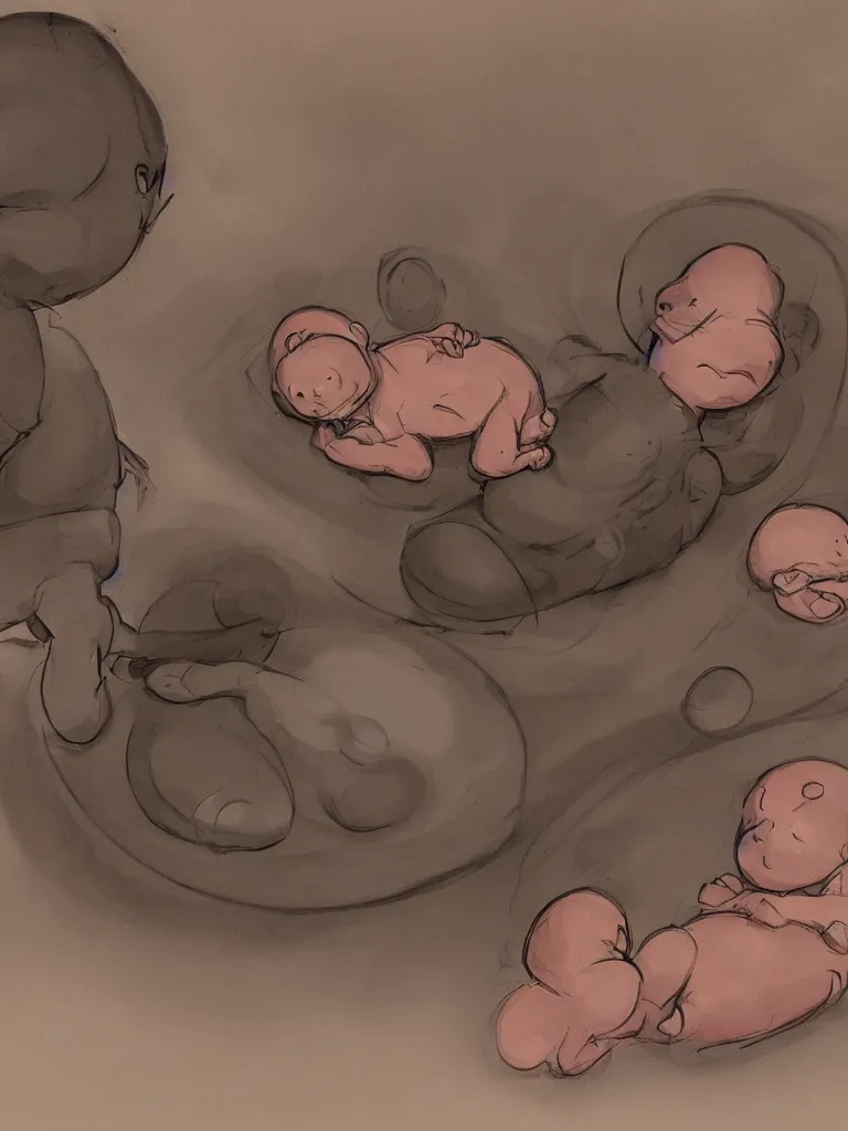 Image similar to fetus by disney concept artists, blunt borders, rule of thirds