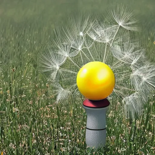 Image similar to a bowling ball balancing on top of a dandelion, award - winning photo