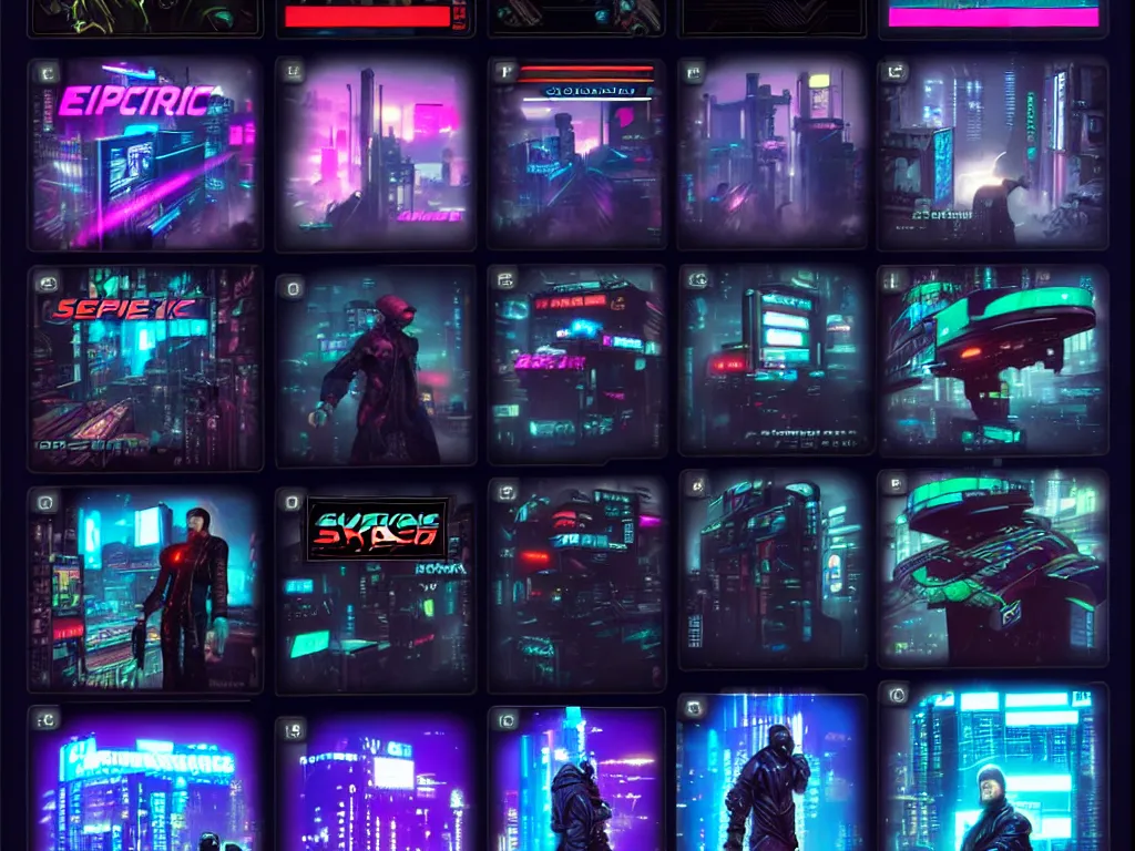 Image similar to epic card scans cyberpunk style