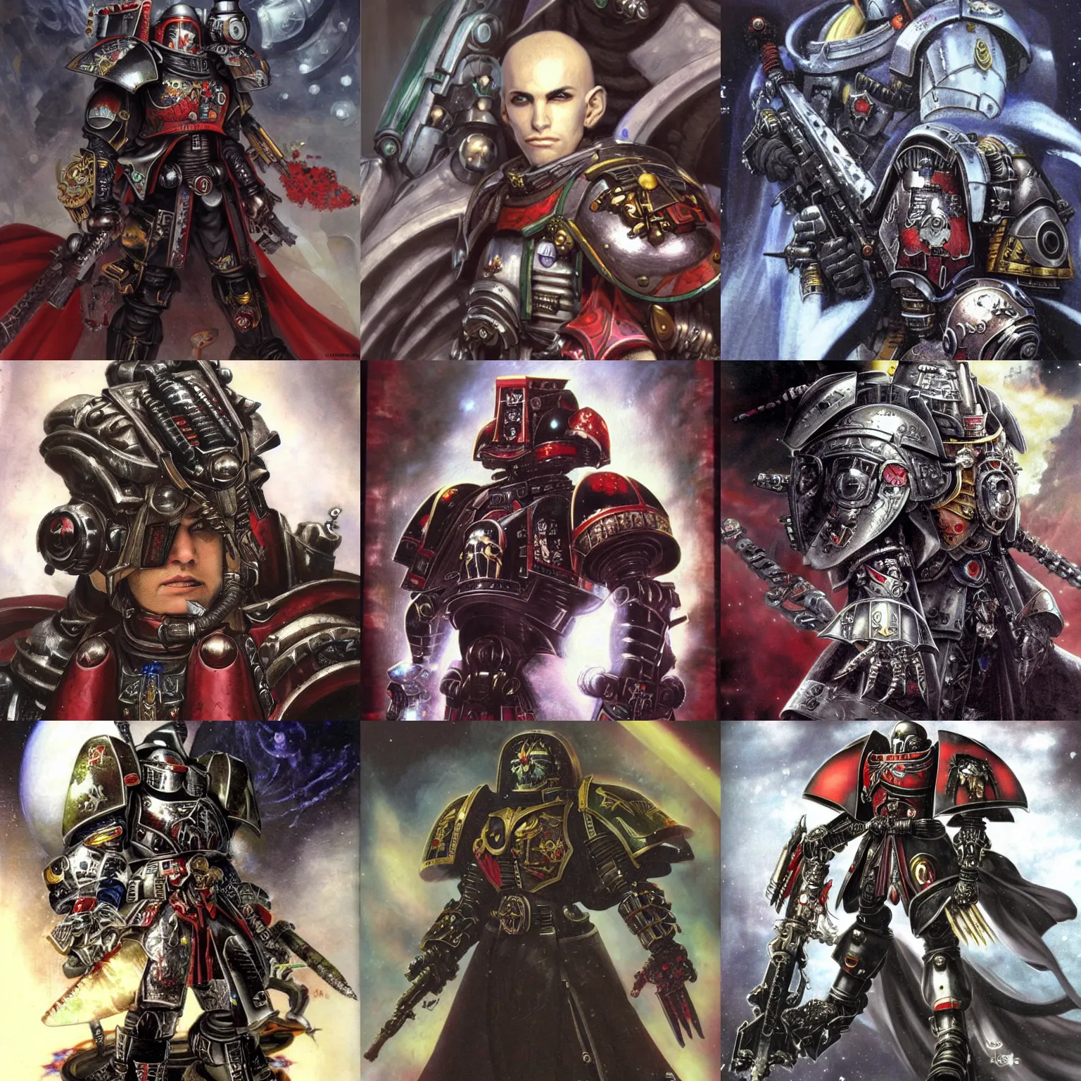 Prompt: a beautiful portrait of an imperial inquisitor, art by yoshitaka amano and warhammer 4 0 k