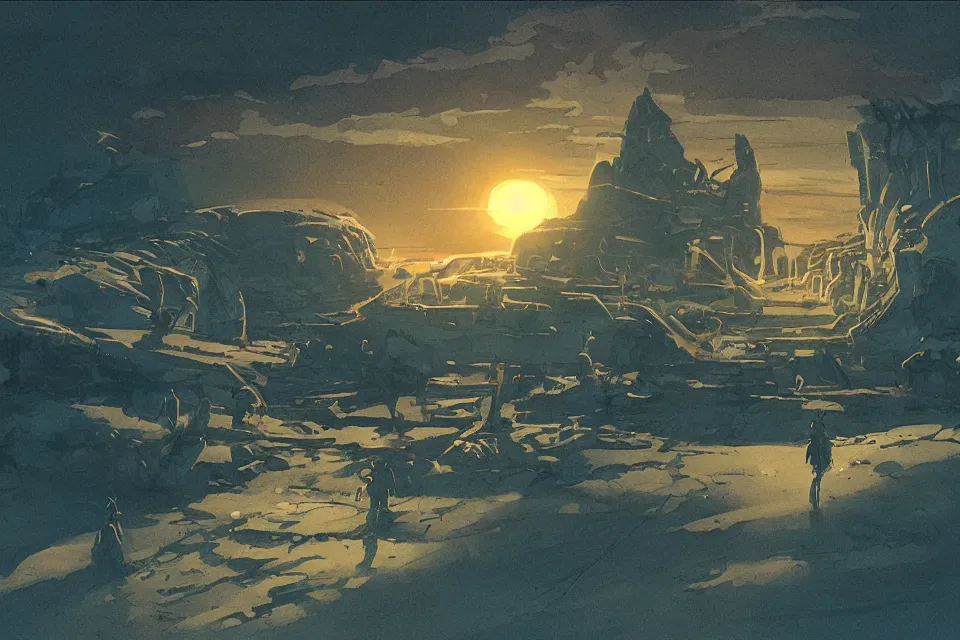 Prompt: sci-fi scene of a seashell where the warrior kids live, in the style of john harris and roger deakins by moebius