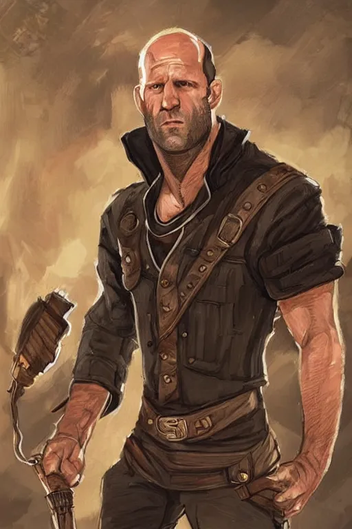 Prompt: jason statham portrait as a dnd character fantasy art.