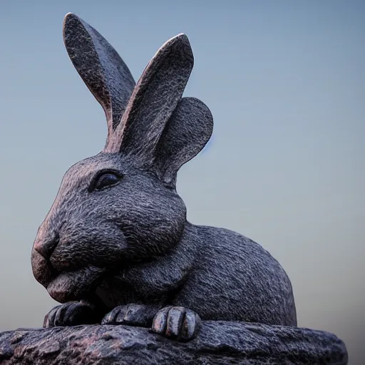 Prompt: A heroic statue of a rabbit on a ring road, photorealistic, 4k