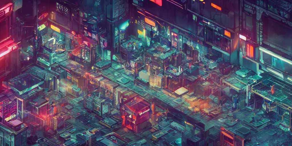 Isometric Cyberpunk City Wallpaper by patrika