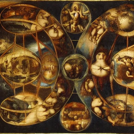 Image similar to the multiverse by leonardo da vinci