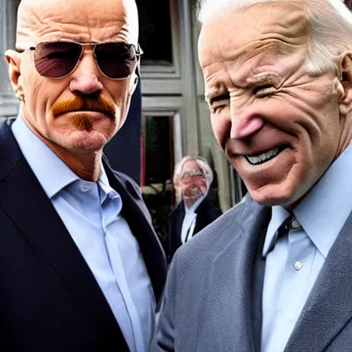 Image similar to walter white and joe biden in paris