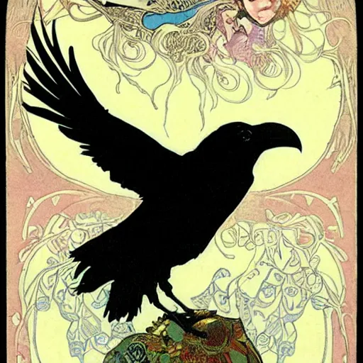 Image similar to raven by mucha