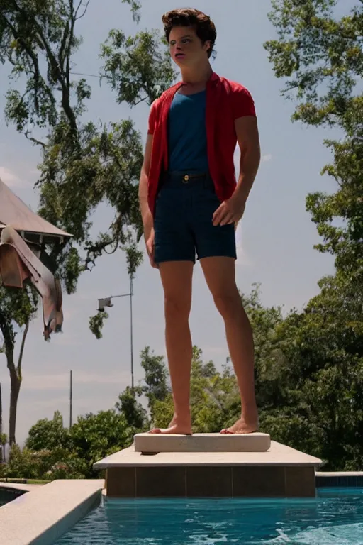 Image similar to skinny young jake t. austin standing on the diving board, red weapon 8 k s 3 5, cooke anamorphic / i lenses, highly detailed, cinematic lighting