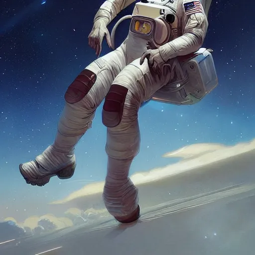 Image similar to Astronaut riding a rocket, highly detailed, digital painting, artstation, concept art, smooth, sharp focus, illustration, art by artgerm and greg rutkowski and alphonse mucha