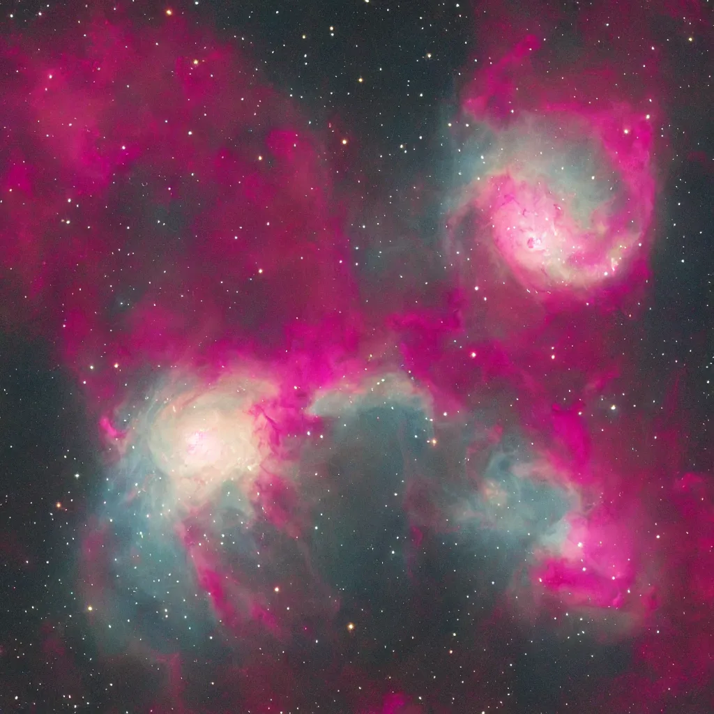 Prompt: Nebula that looks like donut with pink glaze, James Webb photograph,