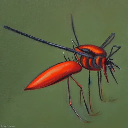 Prompt: a high quality painting of a mosquito trending on art station