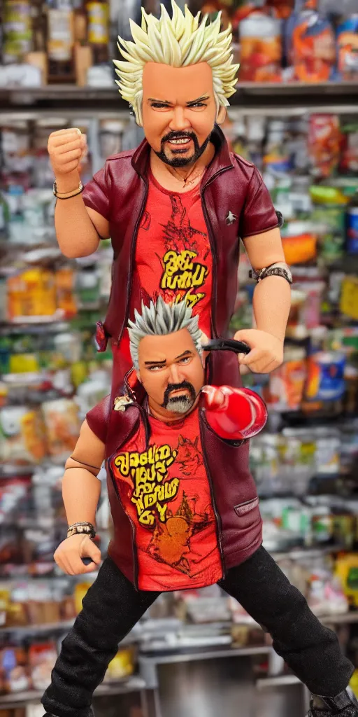 Prompt: Guy Fieri action figure, product photo, detailed, 4k