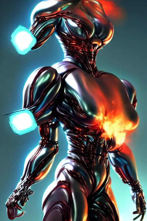 Image similar to character art by wlop, samus aran disguised as the t 1 0 0 0 from terminator, on fire, fire powers