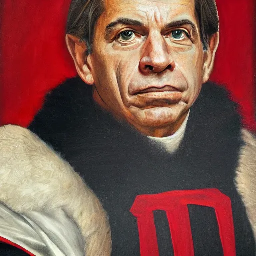 Prompt: renaissance portrait of nick saban, oil on canvas, regal, realism, detailed, meticulous