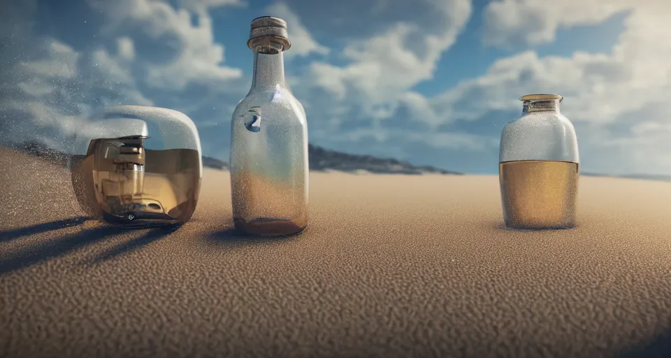 Image similar to the universe inside of a bottle on the beach, octane render, hyper detailed, cinematic composition, cinematic