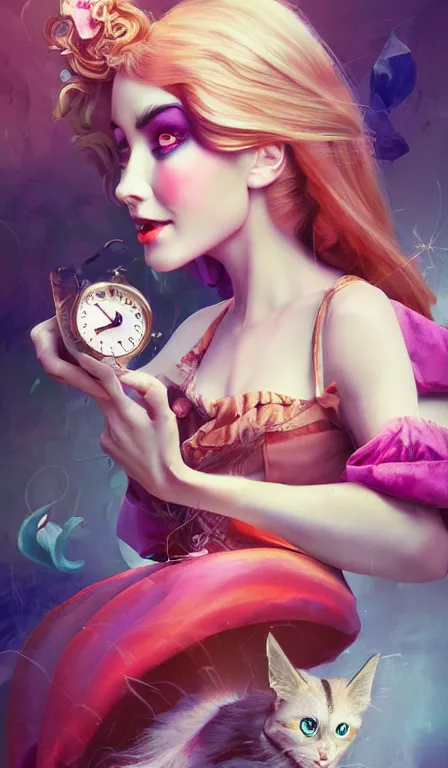 Prompt: illustration of alice from alice in wonder land, portrait, sharp focus, digital art, concept art, dynamic lighting, by emylie boivin, anna dittmann, mark arian and sandra chevrier