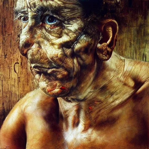 Prompt: high quality high detail painting by lucian freud and beksinski, hd, boxer