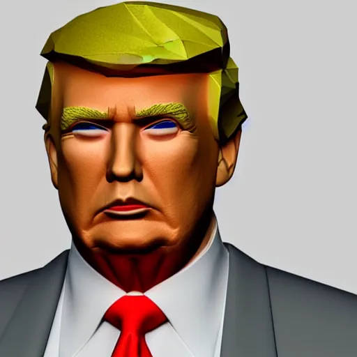 Image similar to 3 d low poly render of donald trump, detailed, award winning