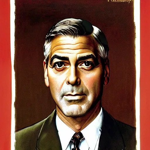 Prompt: george clooney portrait by norman rockwell