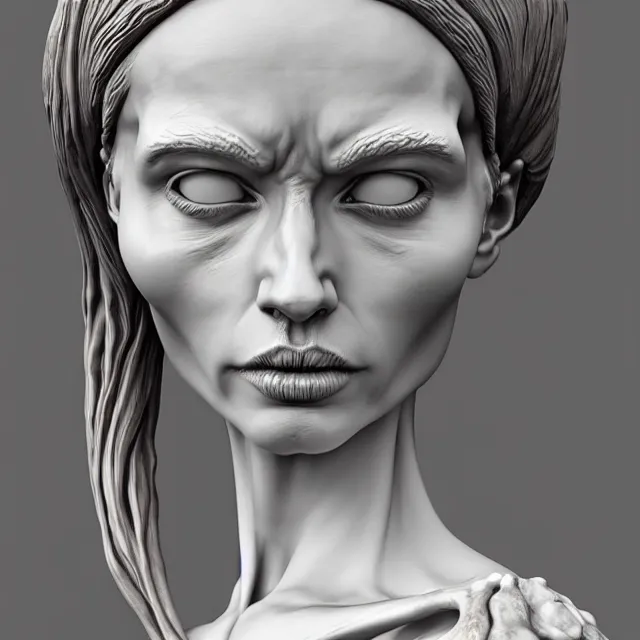 Image similar to bone statue woman, highly detailed, 4 k, hdr, smooth, sharp focus, high resolution, artgerm, photorealistic