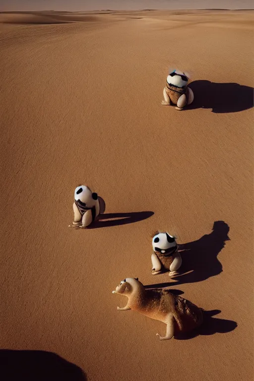 Image similar to 🐼 as 🦕 as 👽 as 🐳, desert photography by shunji dodo and greg rutkowski and edgar maxence