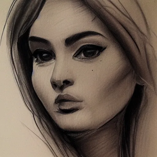 Image similar to a masterpiece portrait sketch of the perfect face from an angle by monica lee