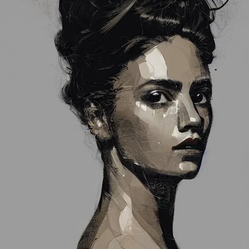 Prompt: portrait of a beautiful woman by sparth