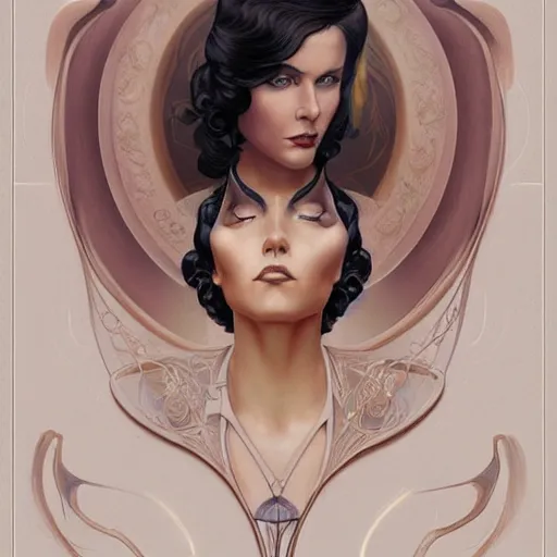 Image similar to an art nouveau, ( streamline moderne ), multi - ethnic and multi - racial portrait in the style of charlie bowater, and donato giancola, and charles dulac. very large, clear, expressive and intelligent eyes. symmetrical, centered, ultrasharp focus, dramatic lighting, photorealistic digital painting, intricate ultra detailed background.