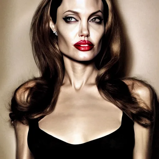 Prompt: angelina jolie as vampire, high detial