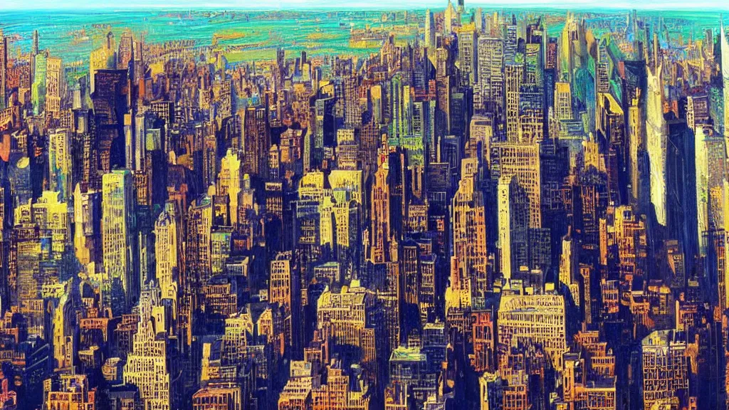 Prompt: beautiful new york city skyline, illustration by anne stokes, colorful, matte painting 3 - d 4 kcreative design 8 k digital art