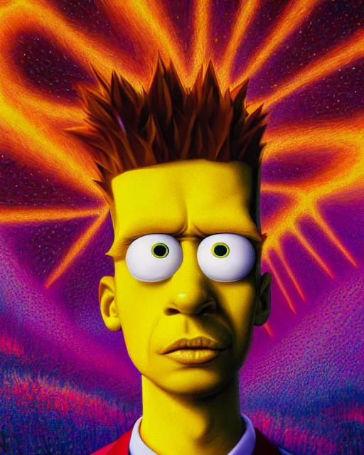 Prompt: portrait ultra dimensional bart simpson entity, accidentally tripping on dmt and acid, psychedelic experience, overwhelming psychosis of self realization and burning awakening, ultra high definition, unreal engine 5, hyperrealism, masterpiece composition, by casey weldon, barclay shaw 8 k photorealistic