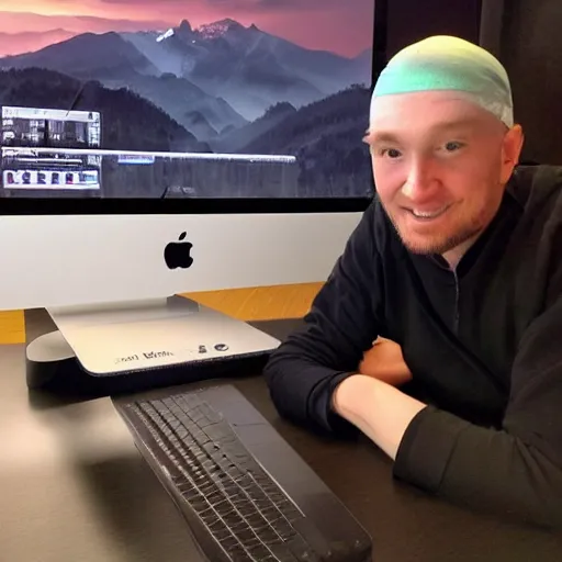 Image similar to the biggest apple fanboy in existence