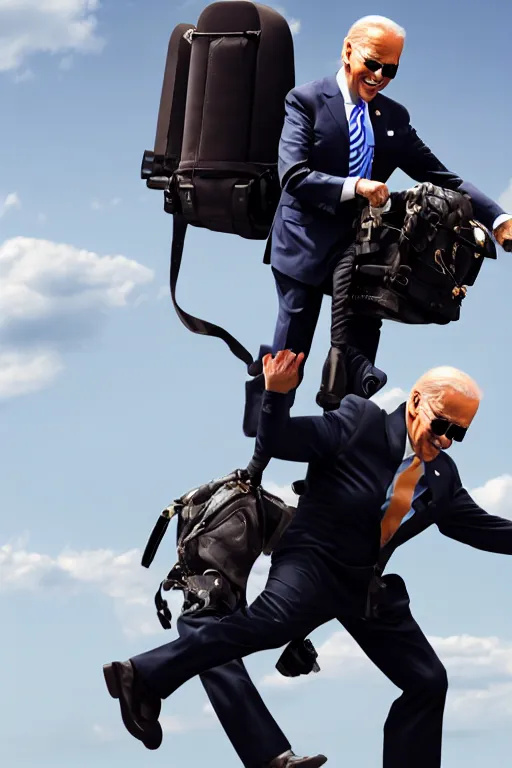 Prompt: joe biden flying with jet pack, high resolution, photorealistic, cinematic, smooth, 4 k, aesthetic lighting, baroque object, sharp focus, hyperdetailed, face features, tumblr trending, with small object details, professional photography, pullitzer winning photo by : canon eos 5 d mark iv, by karah mew and adnan abidi and jodie bateman