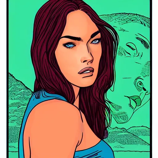 Image similar to “ megan fox retro minimalist portrait by jean giraud, moebius starwatcher comic, 8 k ”