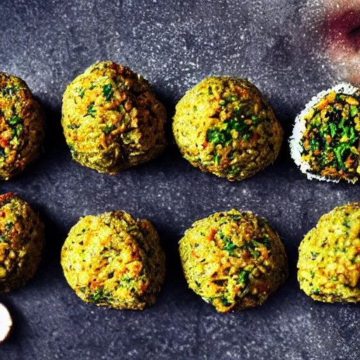 Image similar to high resolution photo of falafel, michelin star, very tasty, food photography, instagram, trending