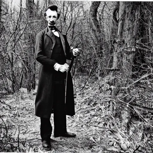 Prompt: trail cam of Abraham Lincoln