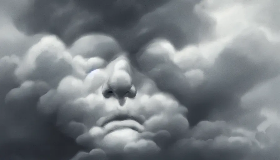 Image similar to face in the clouds, face made out of clouds, intricate,, highly detailed, digital painting, smooth, sharp focus, illustration, art by gustave dore, octane render